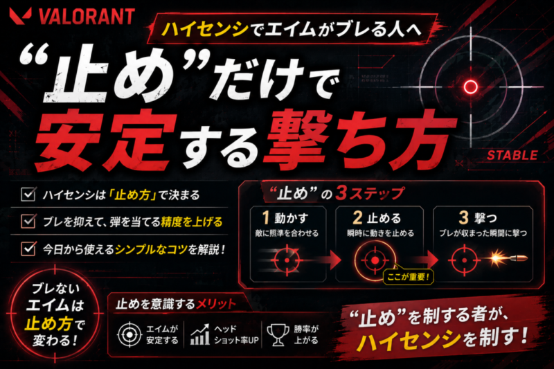 【VALORANT】中距離が当たらないハイセンシプレイヤーへ｜「止めて撃つ」だけでエイムのブレは消える！
